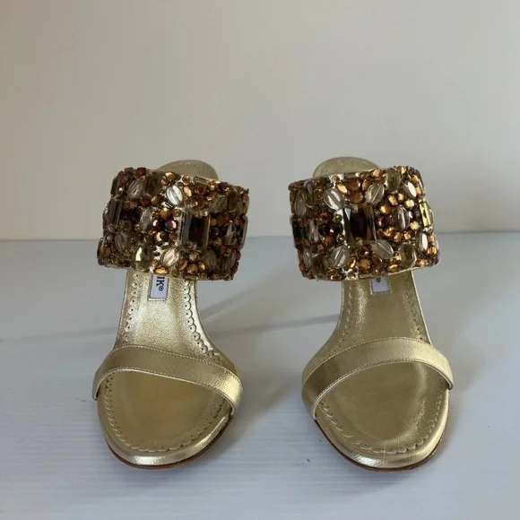Manolo Blahnik DOGE 115 Jeweled Gold
Mule Heeled Sandals size EU 36 US 5.5 - Picture 5 of 10